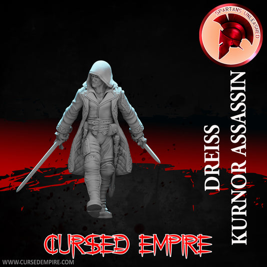 RPG/Tabletop Gaming Miniature - Kurnor Assassin Dreiss with hood - Unpainted