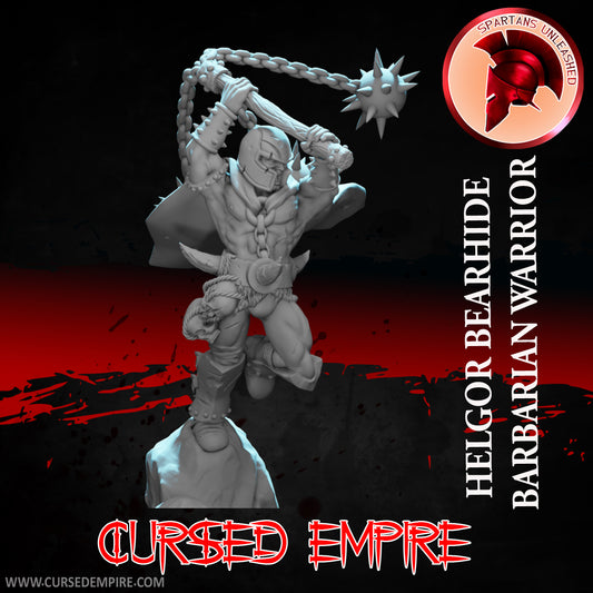 RPG/Tabletop Gaming Miniature - Barbarian Warrior Helgor Bearhide - Unpainted