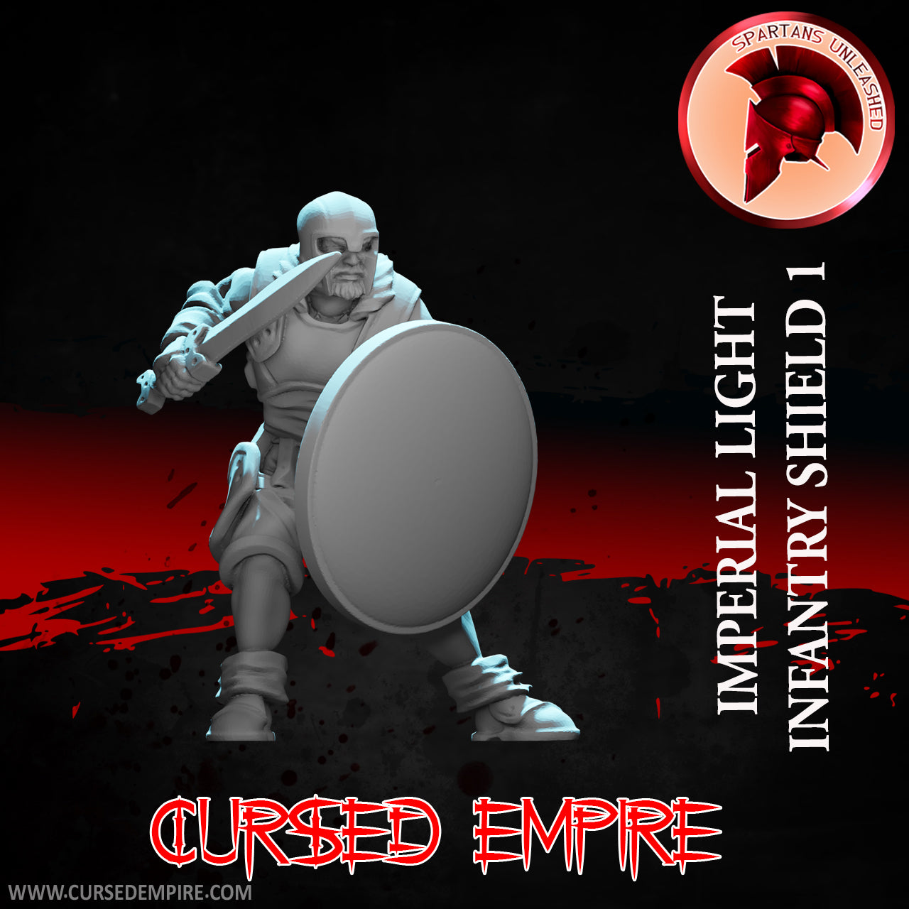 RPG/Tabletop Gaming Miniature - Imperial Light Infantry Shield 1 - Unpainted