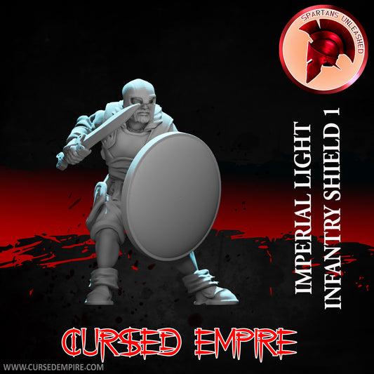 RPG/Tabletop Gaming Miniature - Imperial Light Infantry Shield 1 - Unpainted
