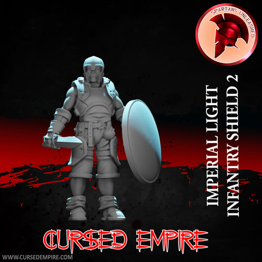 RPG/Tabletop Gaming Miniature - Imperial Light Infantry Shield 2 - Unpainted
