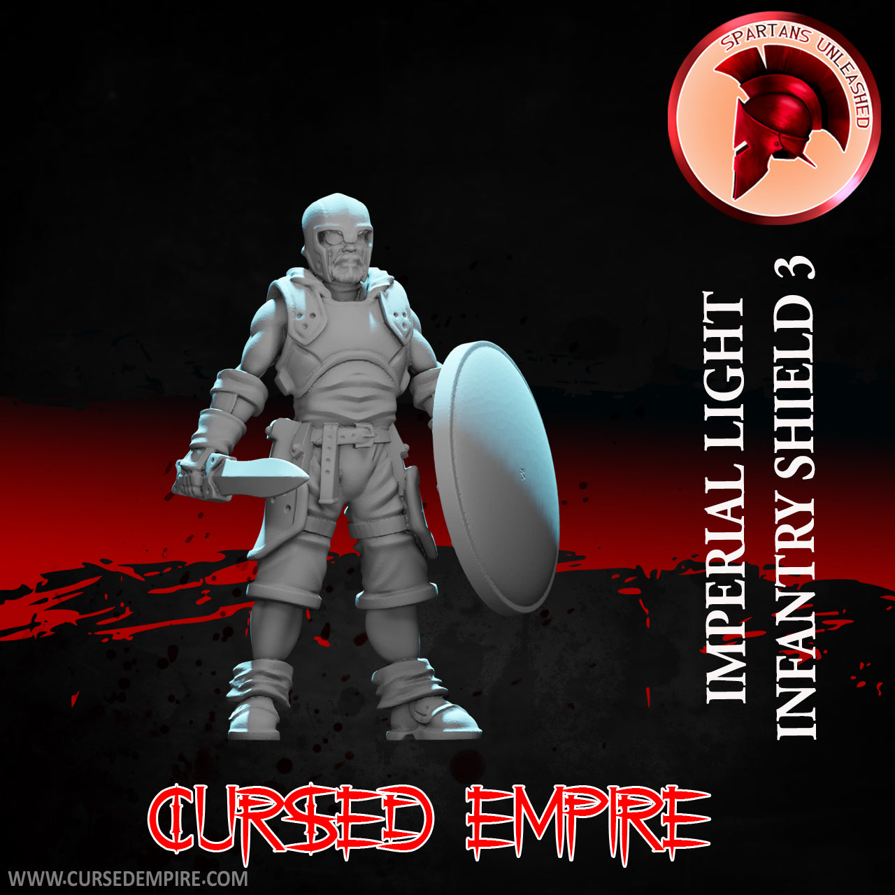 RPG/Tabletop Gaming Miniature - Imperial Light Infantry Shield 3 - Unpainted