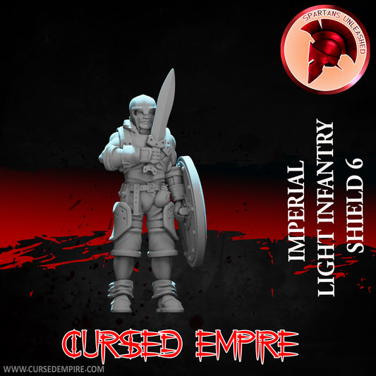 RPG/Tabletop Gaming Miniature - Imperial Light Infantry Shield 6 - Unpainted