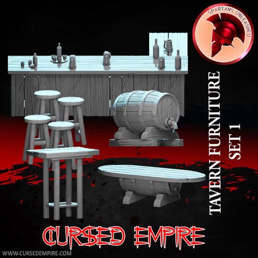 Ensemble de meubles de taverne 1 - Miniatures - Ensemble de 8