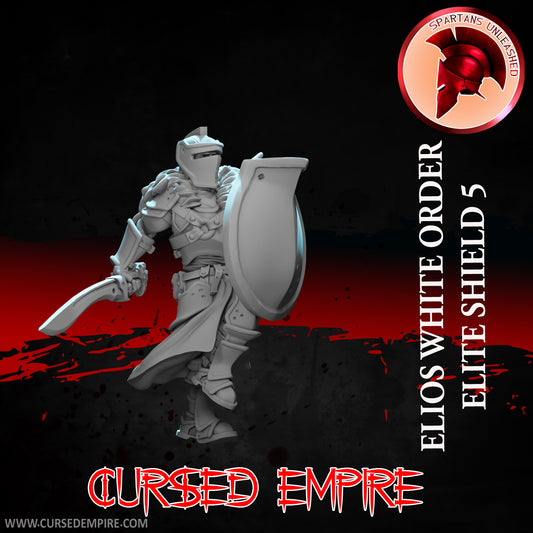 RPG/Tabletop Gaming Miniature - White Order Elios Elite Shield 5 - Unpainted