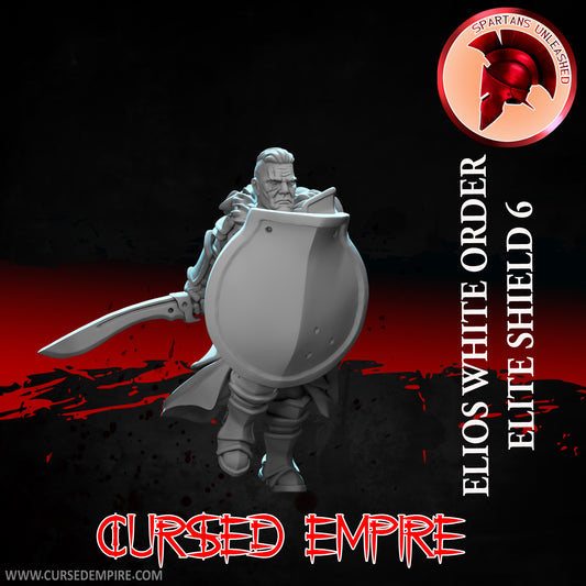 RPG/Tabletop Gaming Miniature - White Order Elios Elite Shield 6 - Unpainted