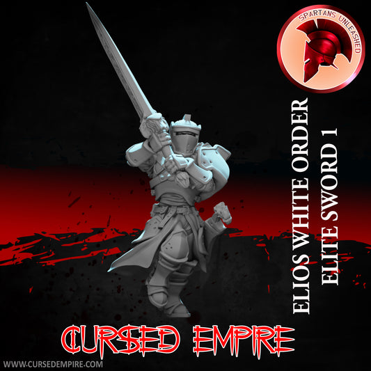 RPG/Tabletop Gaming Miniature - White Order Elios Elite Sword 1 - Unpainted
