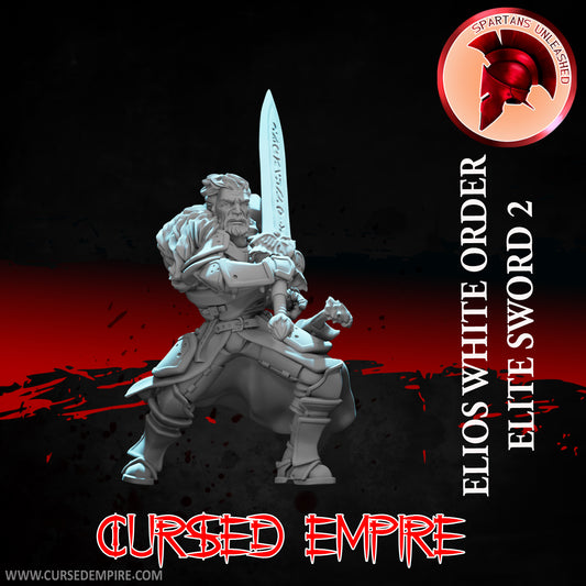 RPG/Tabletop Gaming Miniature - White Order Elios Elite Sword 2 - Unpainted