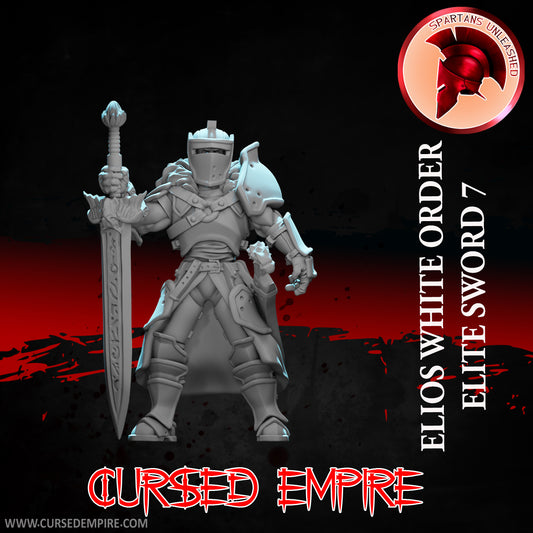 RPG/Tabletop Gaming Miniature - White Order Elios Elite Sword 7 - Unpainted